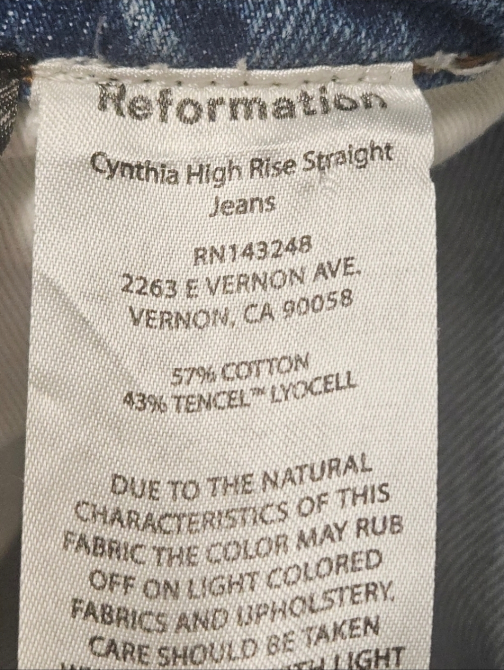 REFORMATION CYNTHIA HIGH RISE STRAIGHT JEANS 29 - Picture 6 of 7